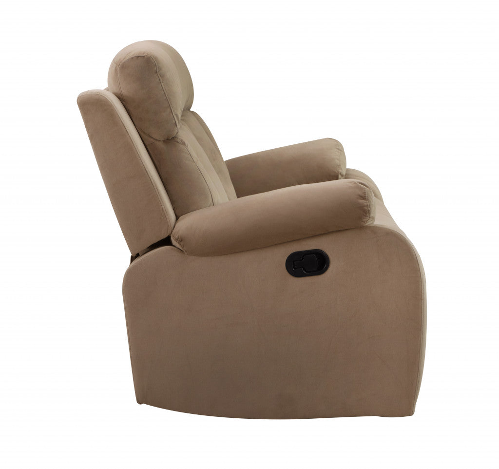 63" Beige Leather Match Recliner-Recliners-DECOROLALA