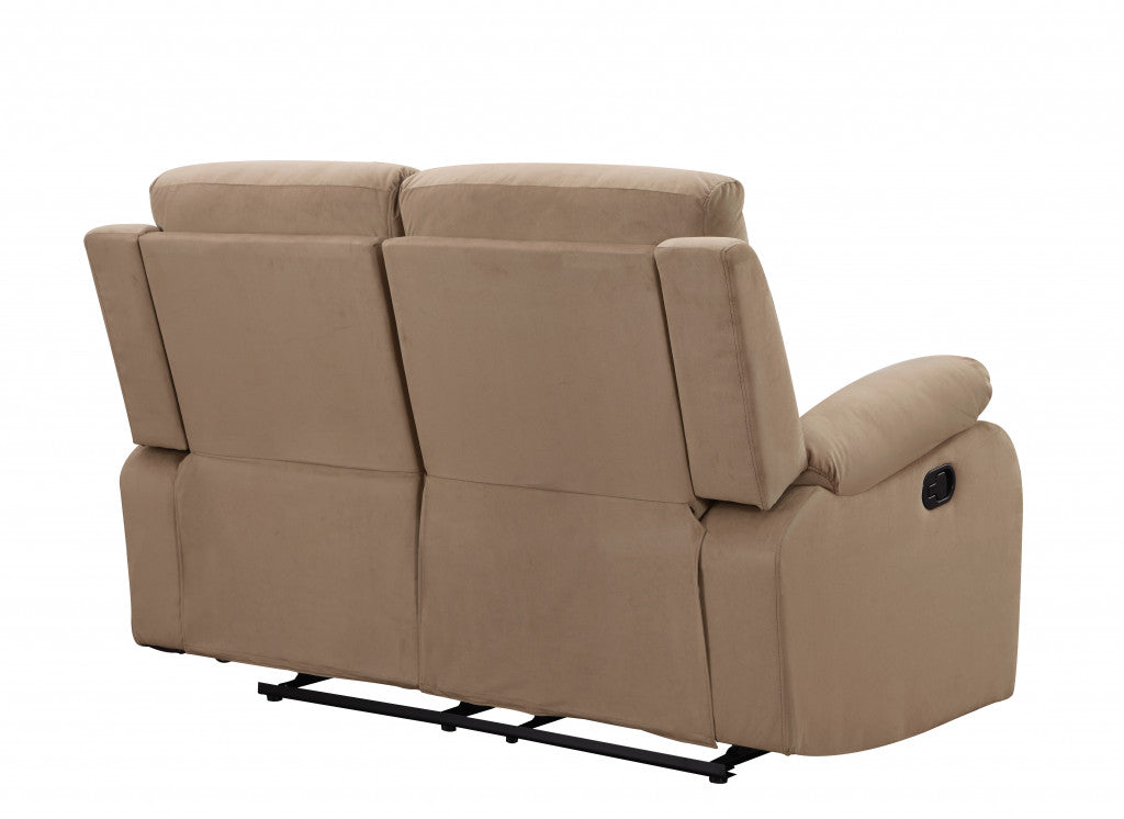 63" Beige Leather Match Recliner-Recliners-DECOROLALA