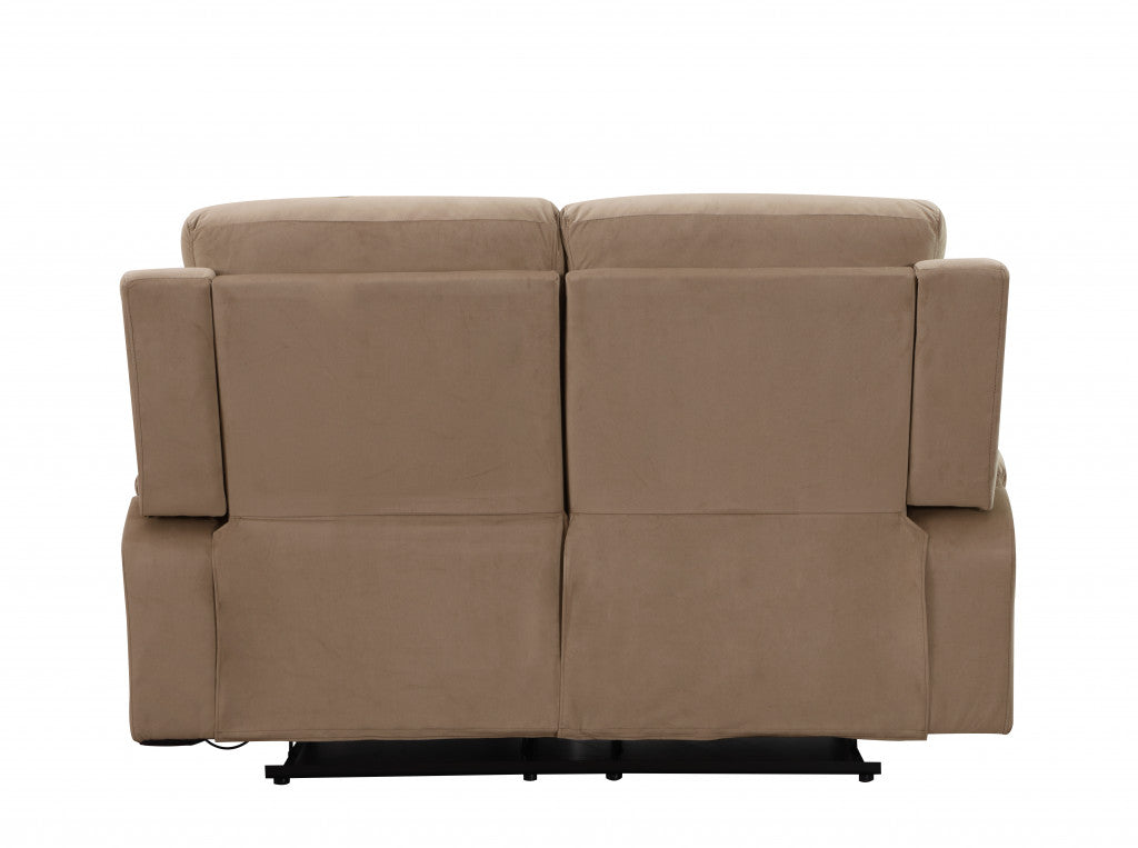 63" Beige Leather Match Recliner-Recliners-DECOROLALA