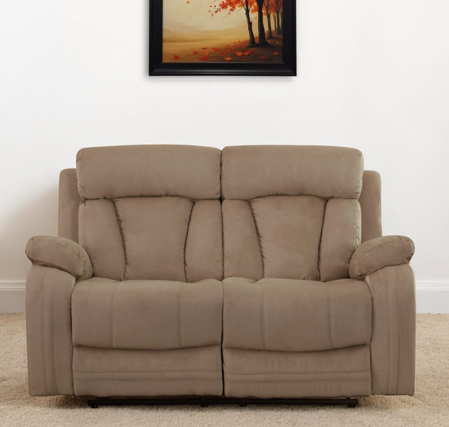 63" Beige Leather Match Recliner-Recliners-DECOROLALA