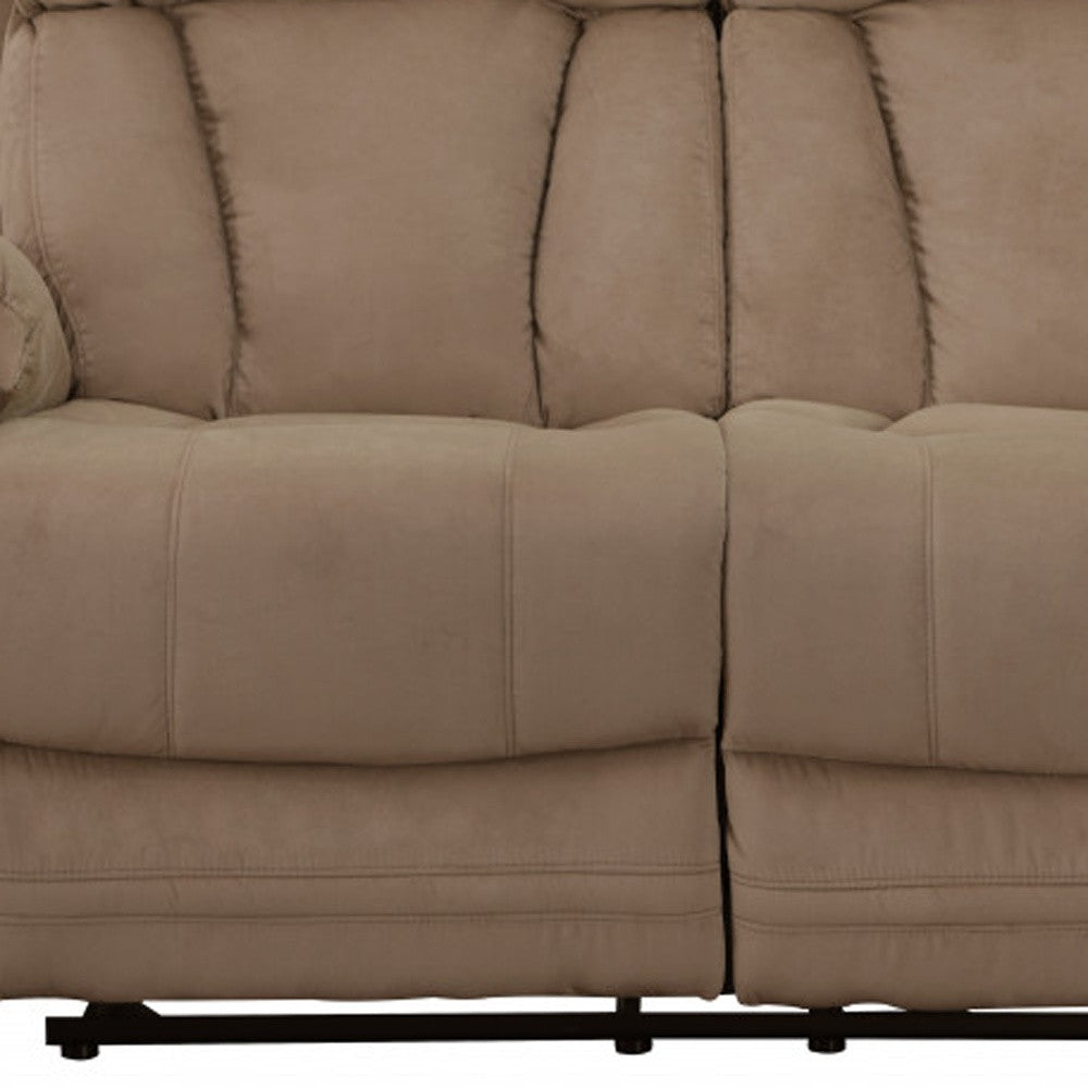 63" Beige Leather Match Recliner-Recliners-DECOROLALA