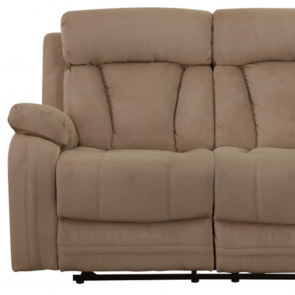 63" Beige Leather Match Recliner-Recliners-DECOROLALA