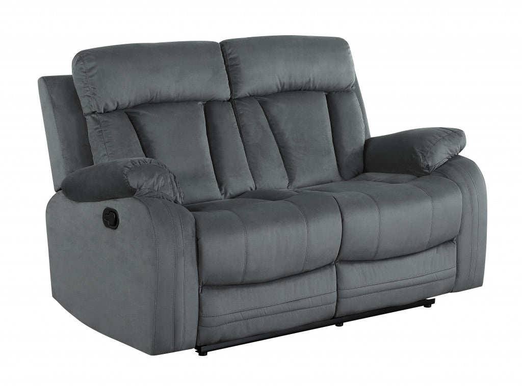 40" Modern Grey Fabric Loveseat-Recliners-DECOROLALA