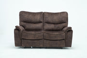 63" Dark Brown Microfiber Manual Reclining Love Seat-0