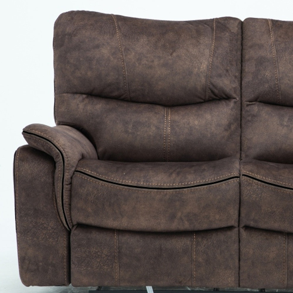 63" Dark Brown Microfiber Manual Reclining Love Seat-2