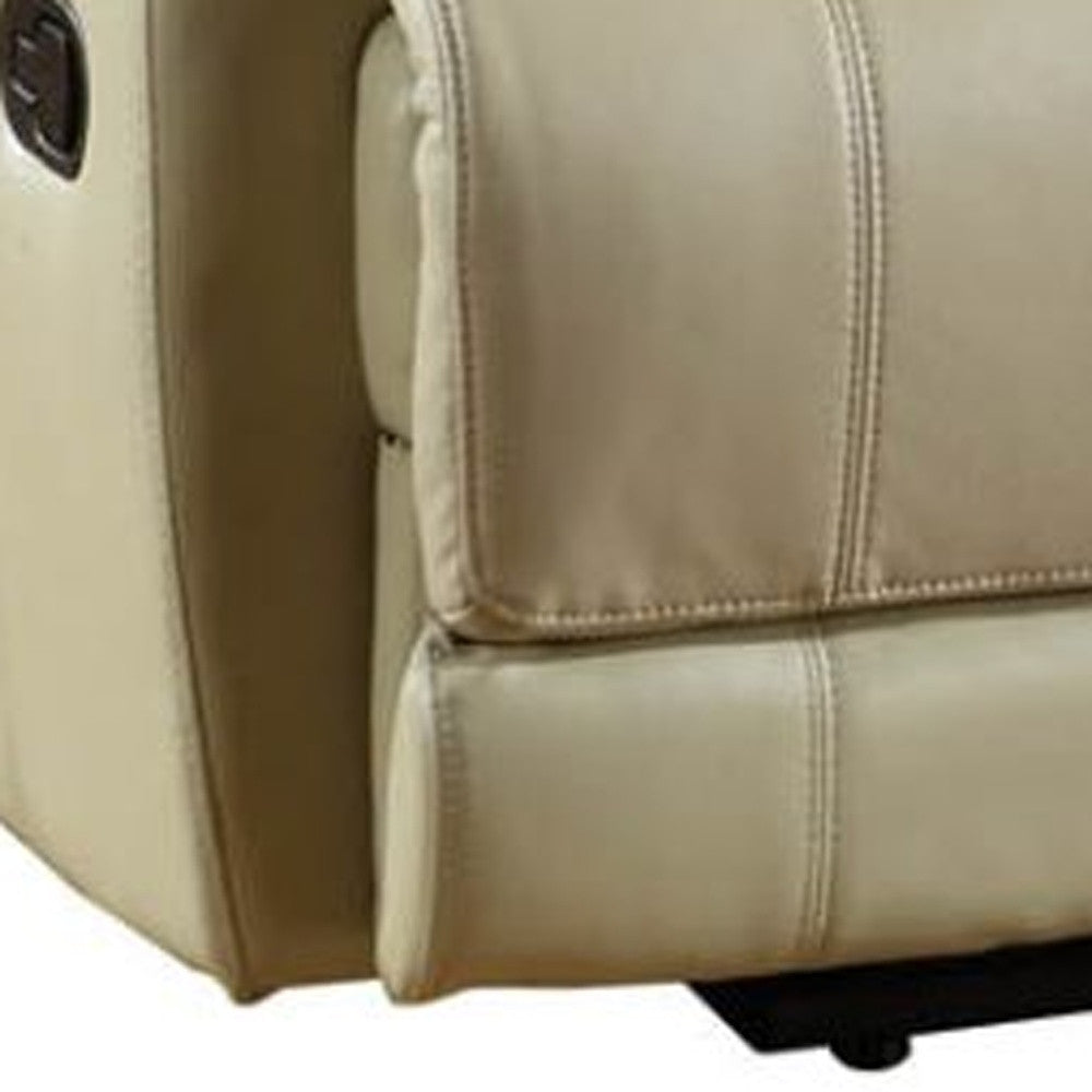 76" Beige Faux Leather Manual Reclining Love Seat With Storage-2