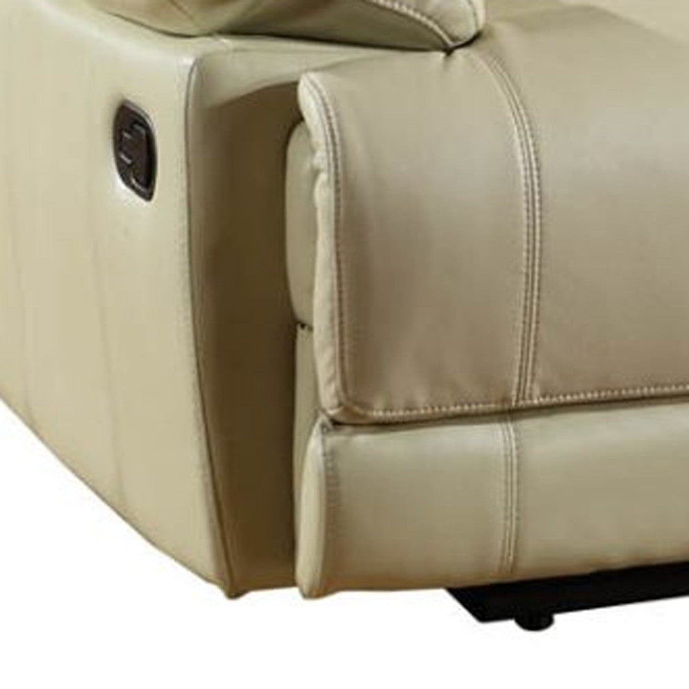 76" Beige Faux Leather Manual Reclining Love Seat With Storage-3