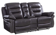 75" Brown Faux Leather Manual Reclining Love Seat With Storage-0