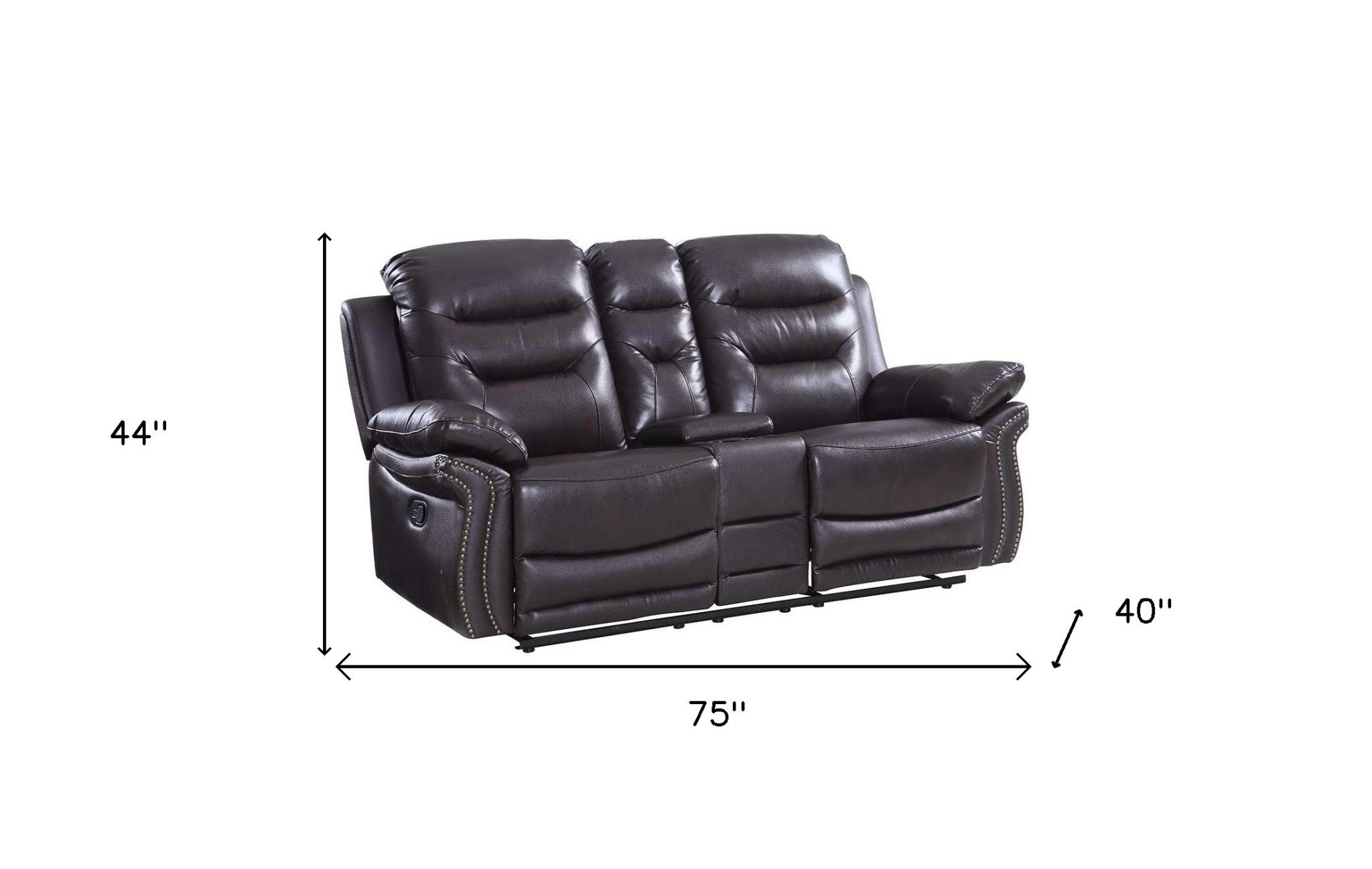 75" Brown Faux Leather Manual Reclining Love Seat With Storage-4