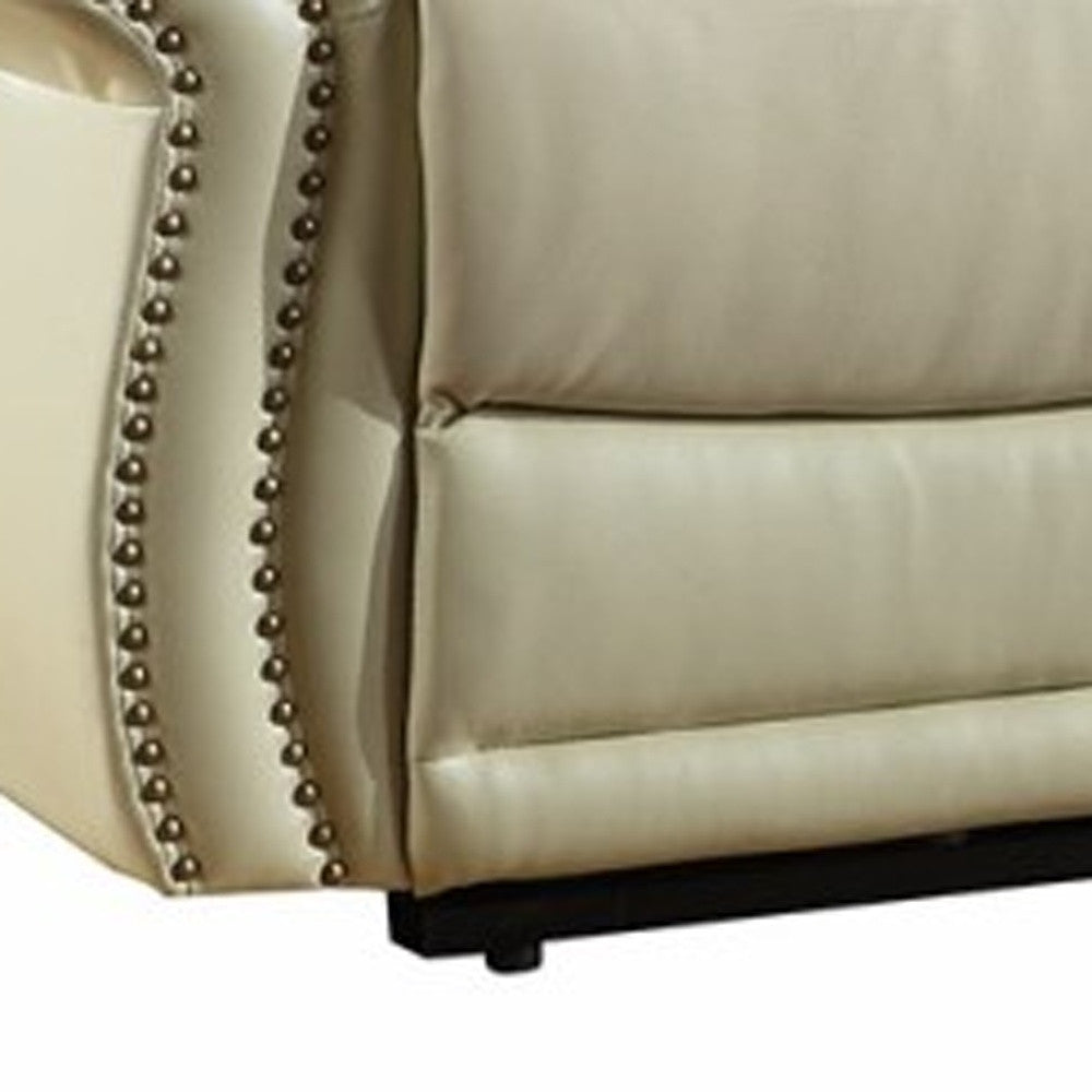 75" Beige Faux Leather Manual Reclining Love Seat With Storage-2