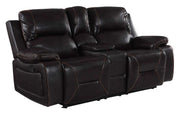 77" Brown Faux Leather Manual Reclining Love Seat With Storage-0