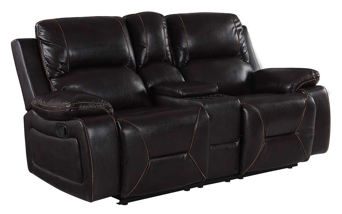 77" Brown Faux Leather Manual Reclining Love Seat With Storage-0