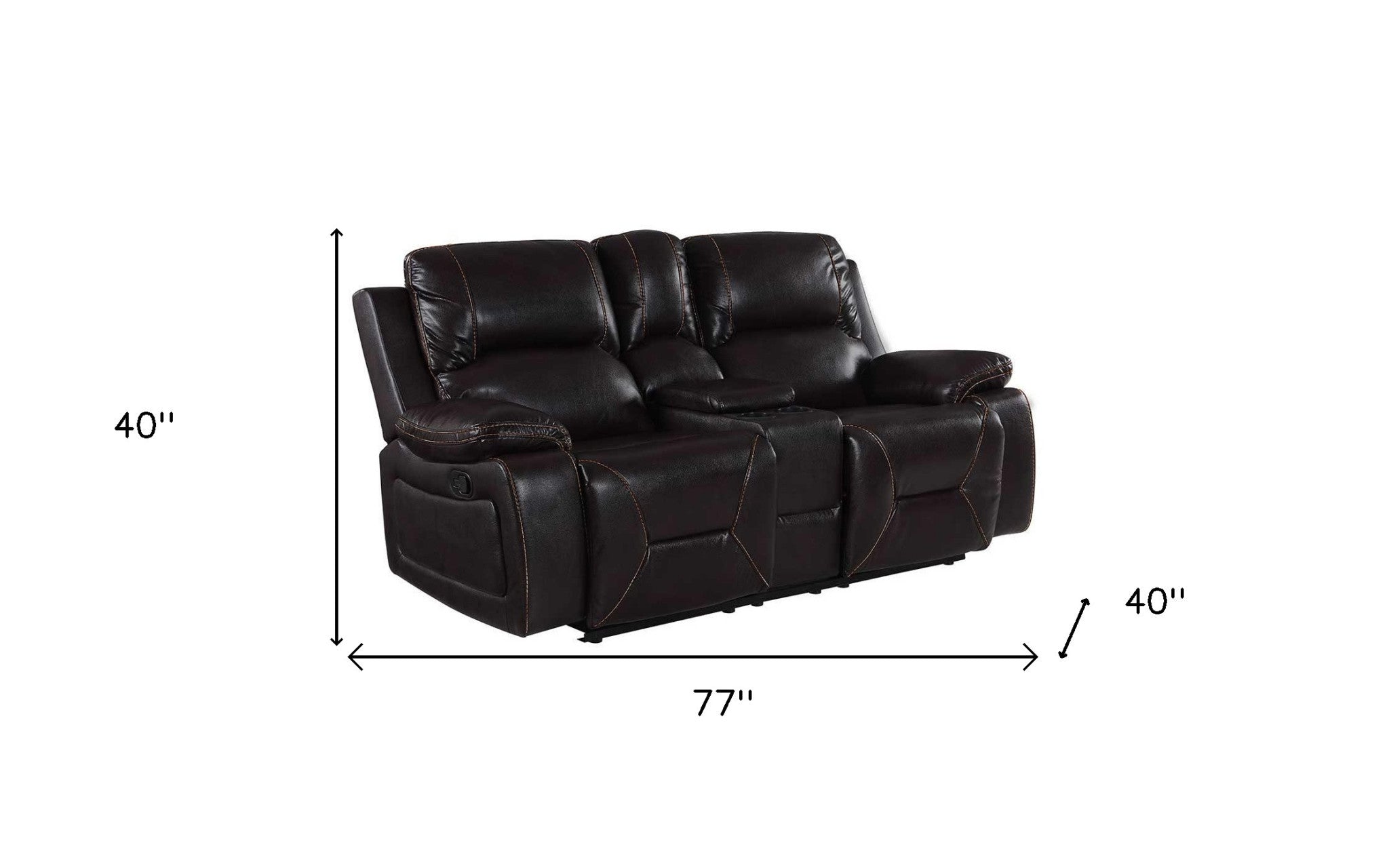 77" Brown Faux Leather Manual Reclining Love Seat With Storage-4
