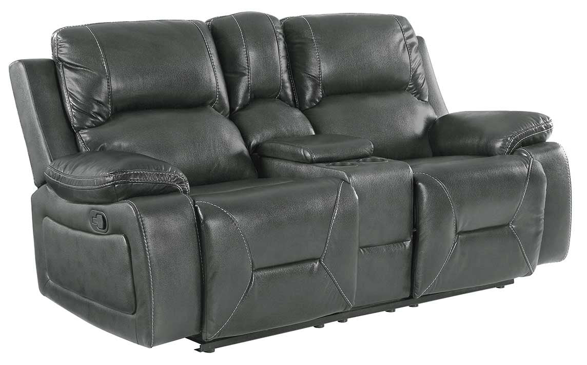 77" Gray Faux Leather Manual Reclining Love Seat With Storage-0