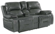 77" Gray Faux Leather Manual Reclining Love Seat With Storage-0