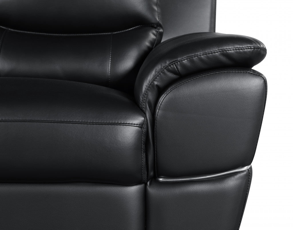 69" Black And Silver Faux Leather Love Seat-4