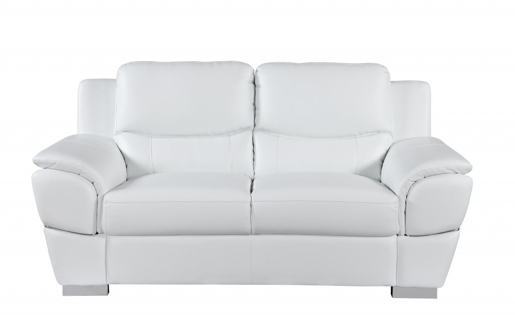 69" White And Silver Faux Leather Love Seat-0