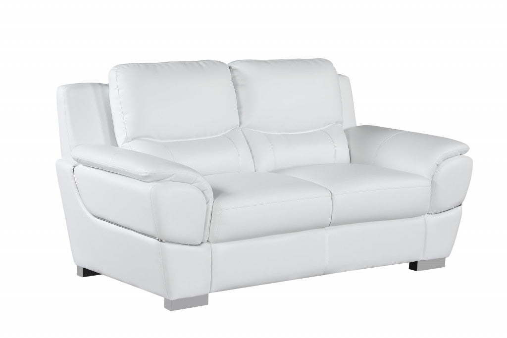 69" White And Silver Faux Leather Love Seat-2