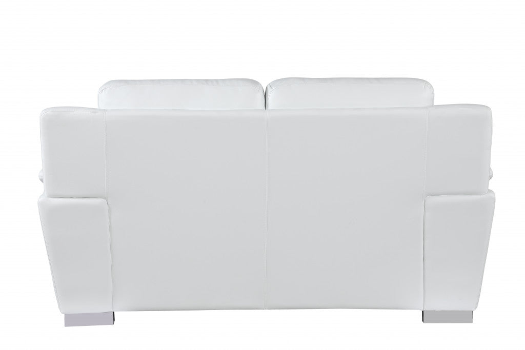 69" White And Silver Faux Leather Love Seat-3