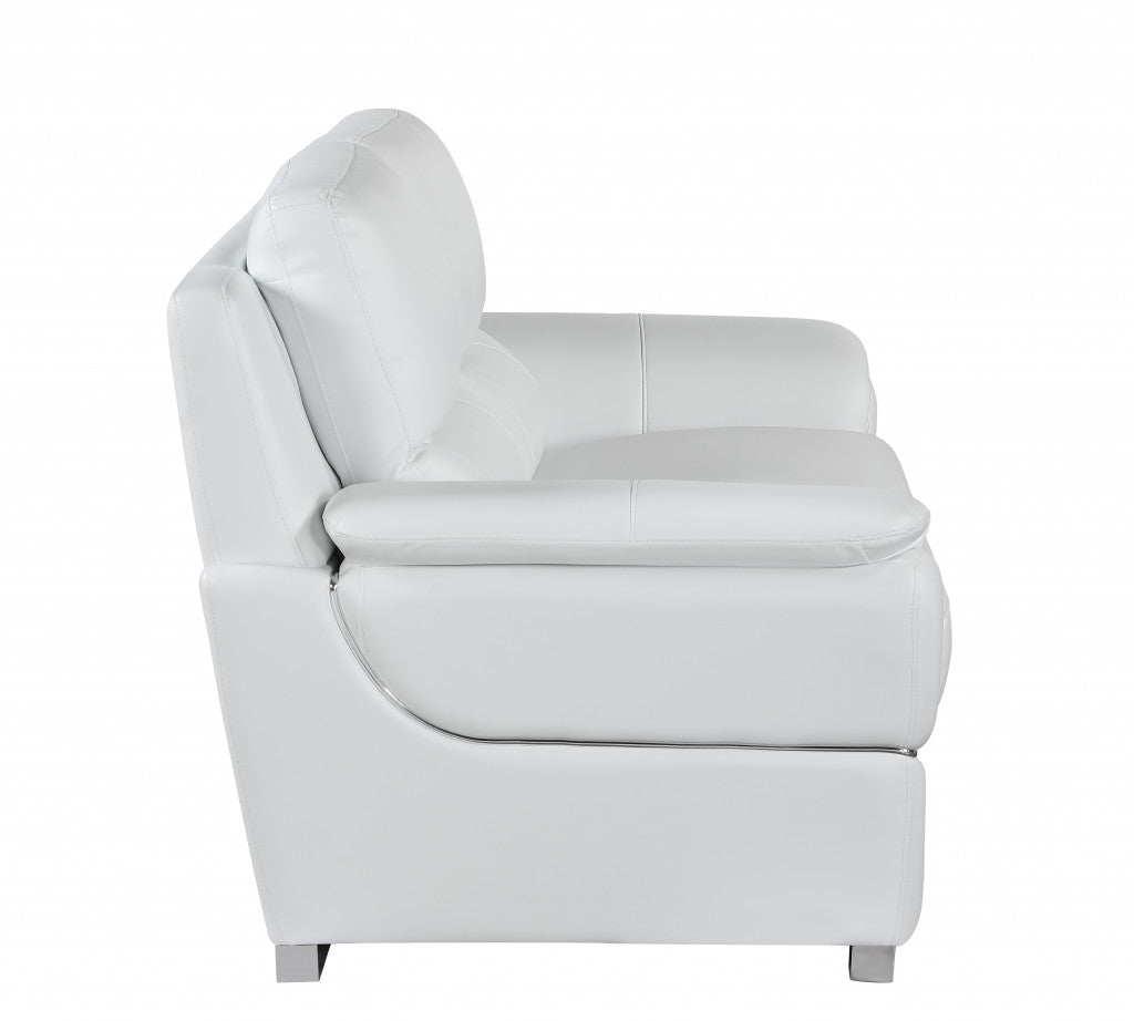 69" White And Silver Faux Leather Love Seat-4