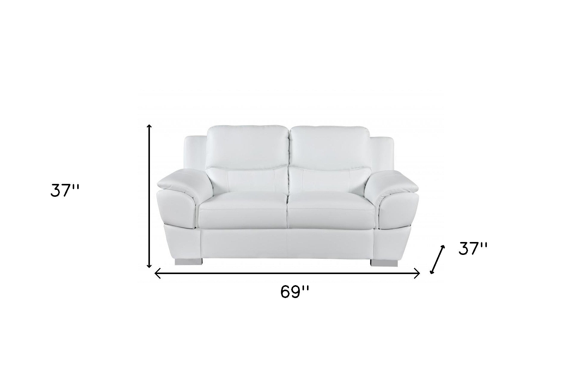 69" White And Silver Faux Leather Love Seat-6