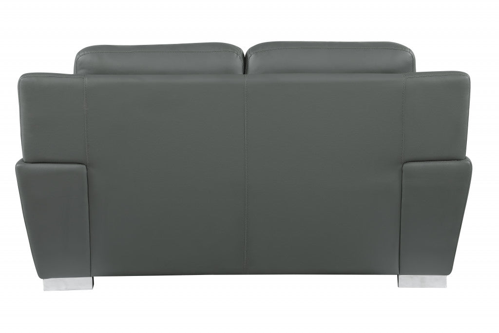 69" Gray And Silver Faux Leather Love Seat-3