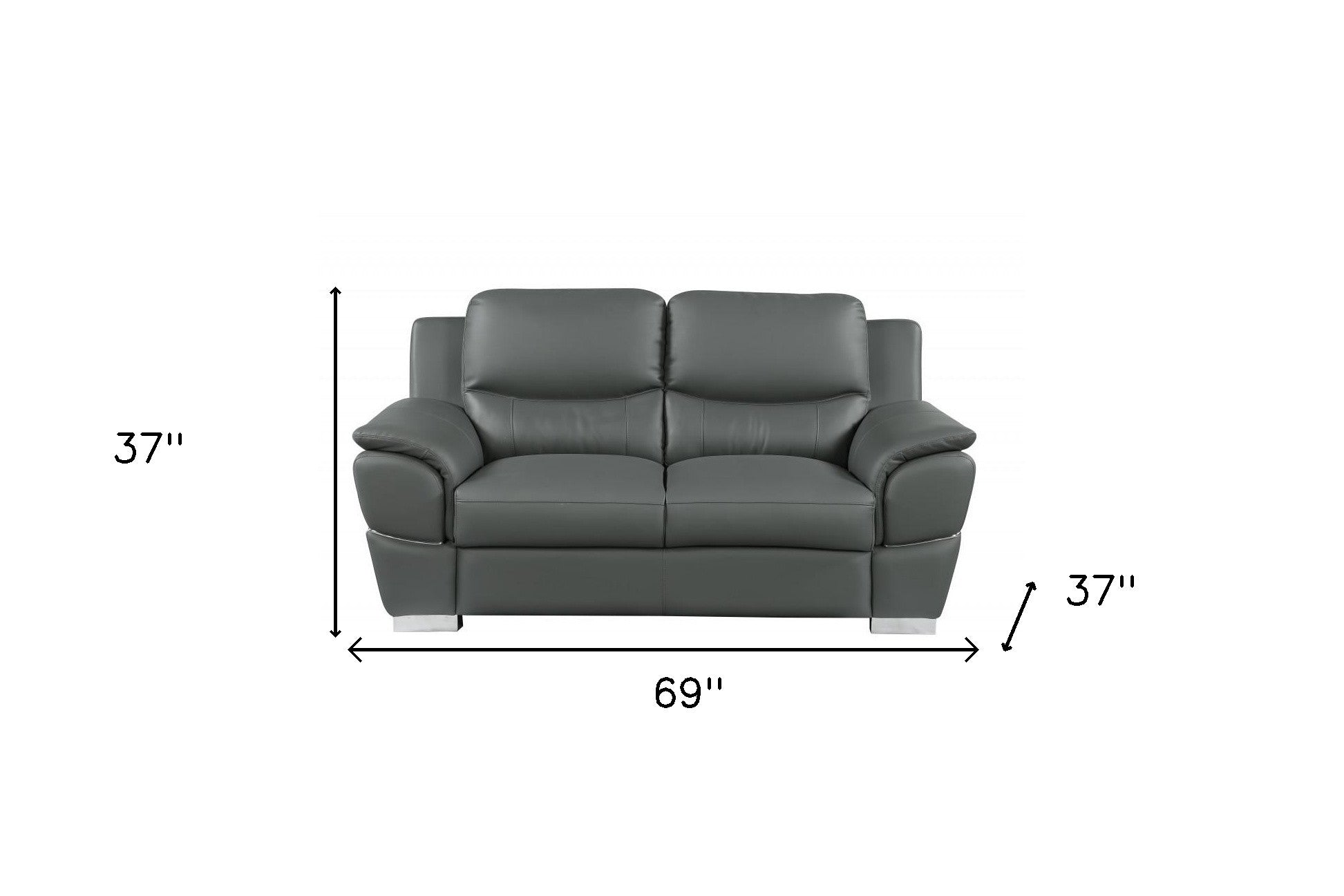 69" Gray And Silver Faux Leather Love Seat-6
