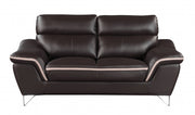 69" Brown And Silver Faux Leather Love Seat-0