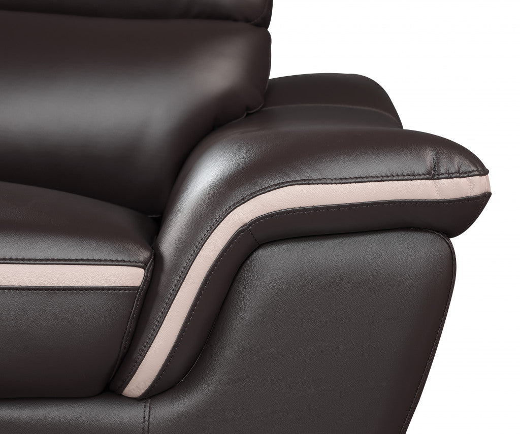 69" Brown And Silver Faux Leather Love Seat-6
