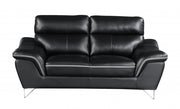 69" Black And Silver Faux Leather Love Seat-0