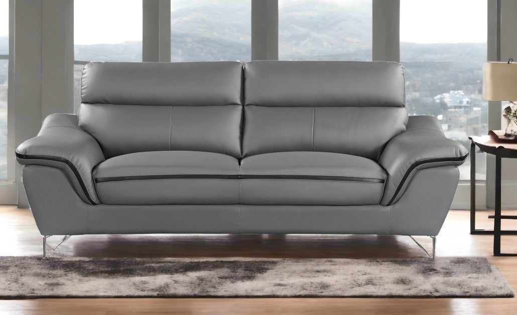 69" Gray And Silver Faux Leather Love Seat-1