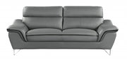 69" Gray And Silver Faux Leather Love Seat-0