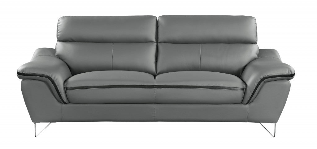 69" Gray And Silver Faux Leather Love Seat-0
