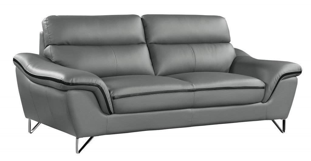 69" Gray And Silver Faux Leather Love Seat-2