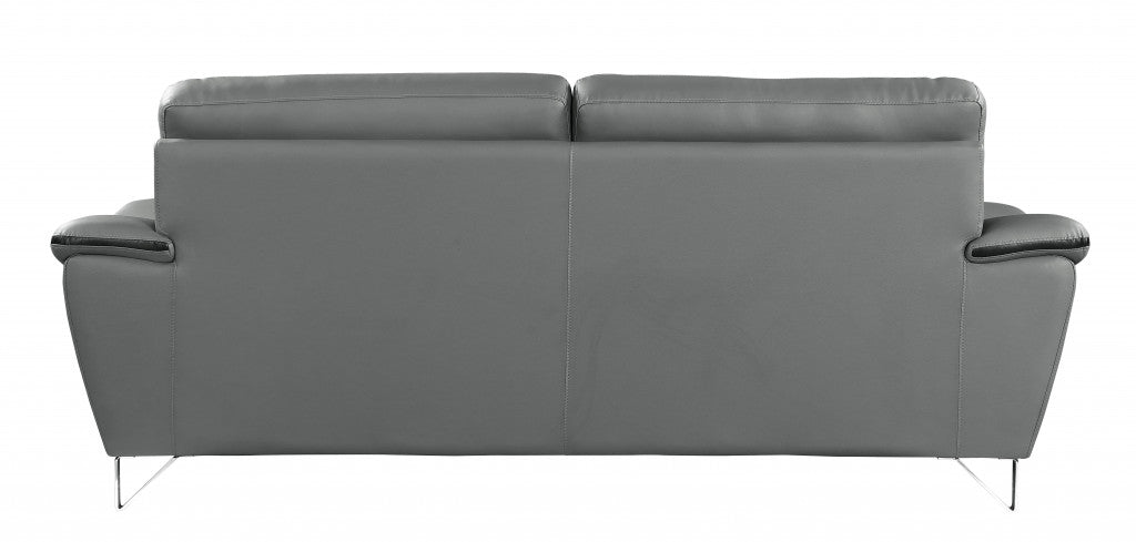 69" Gray And Silver Faux Leather Love Seat-3