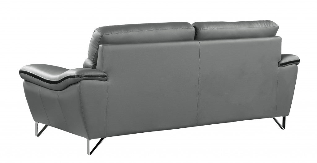 69" Gray And Silver Faux Leather Love Seat-4