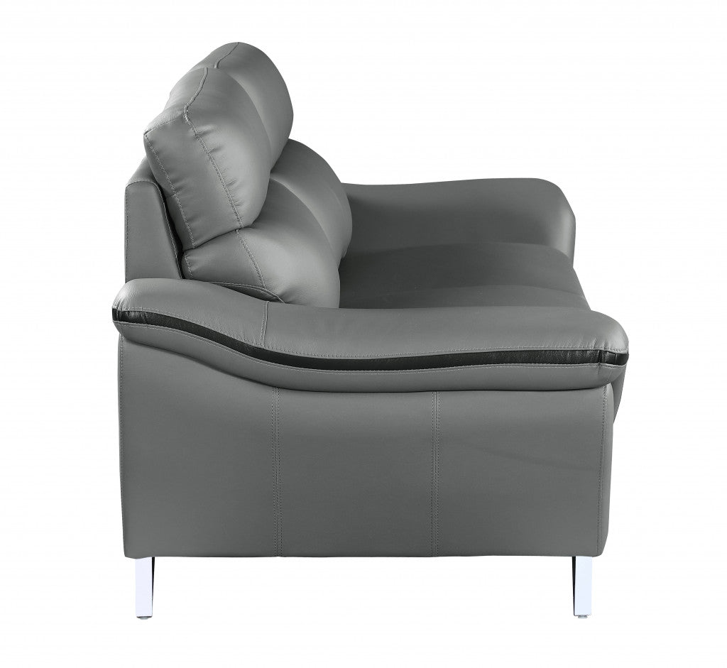 69" Gray And Silver Faux Leather Love Seat-5