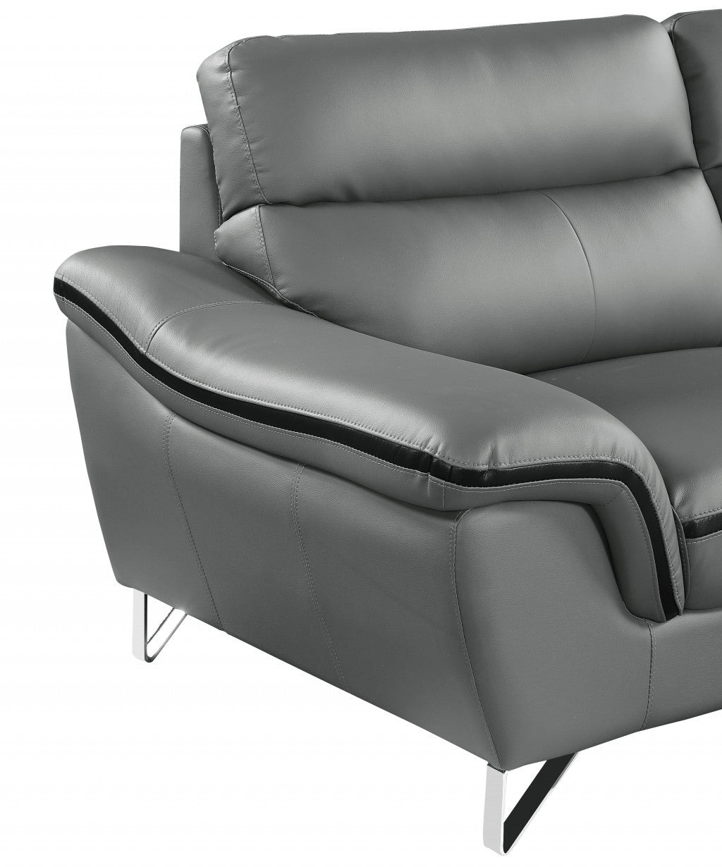 69" Gray And Silver Faux Leather Love Seat-6