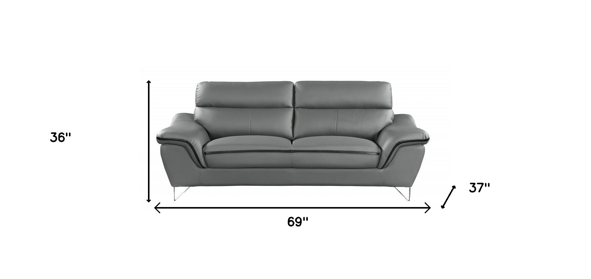 69" Gray And Silver Faux Leather Love Seat-7