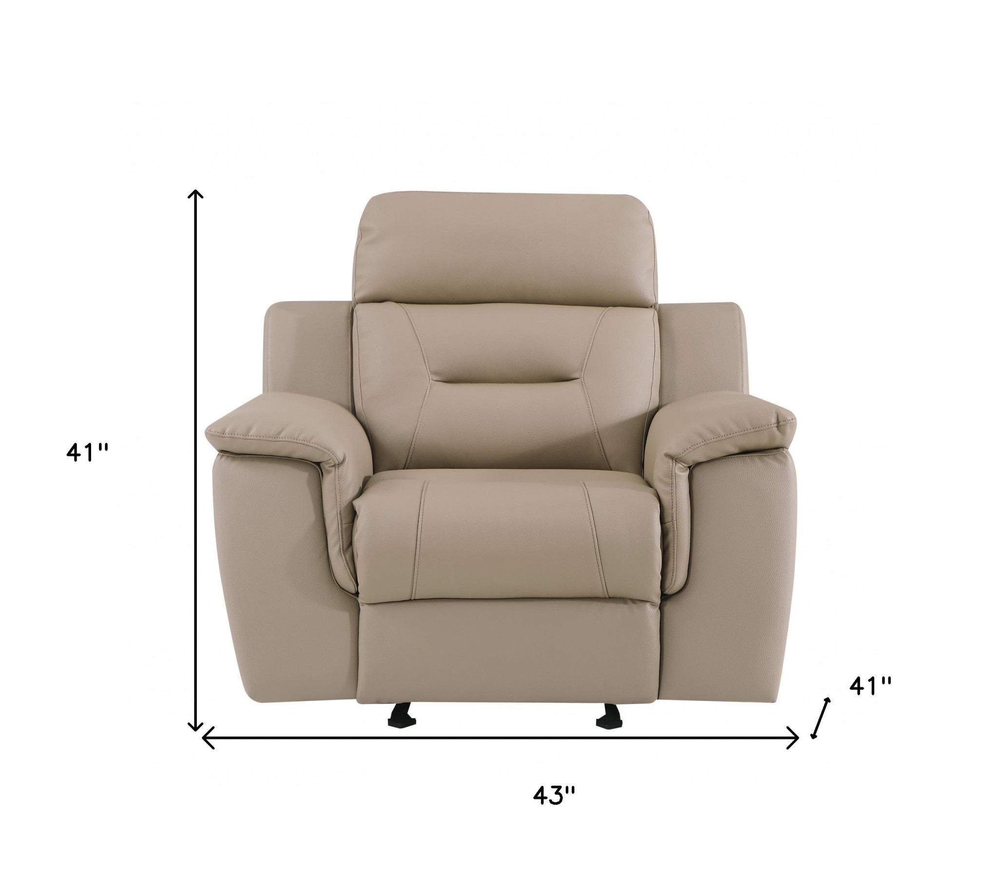 41" Beige Fascinating Leather Reclining Chair-Recliners-DECOROLALA