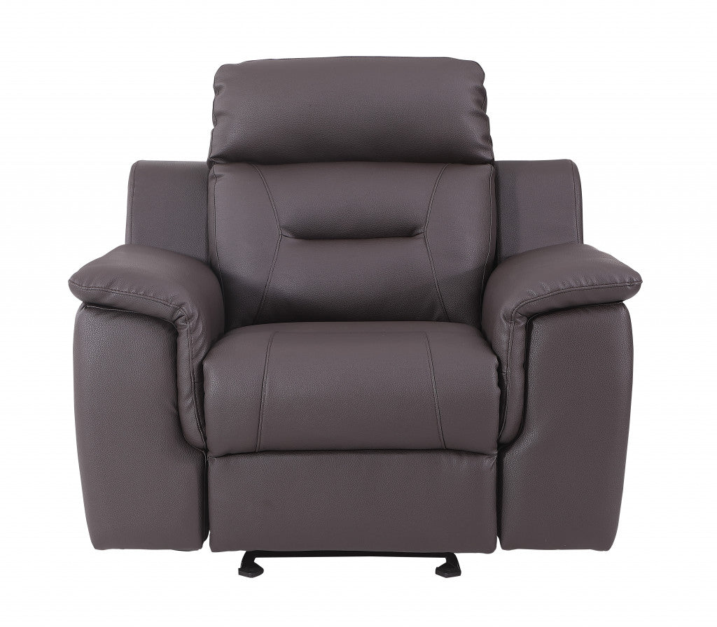41" Brown Fascinating Leather Reclining Chair-Recliners-DECOROLALA