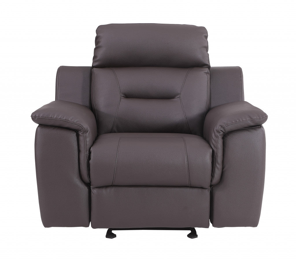 41" Brown Fascinating Leather Reclining Chair-Recliners-DECOROLALA
