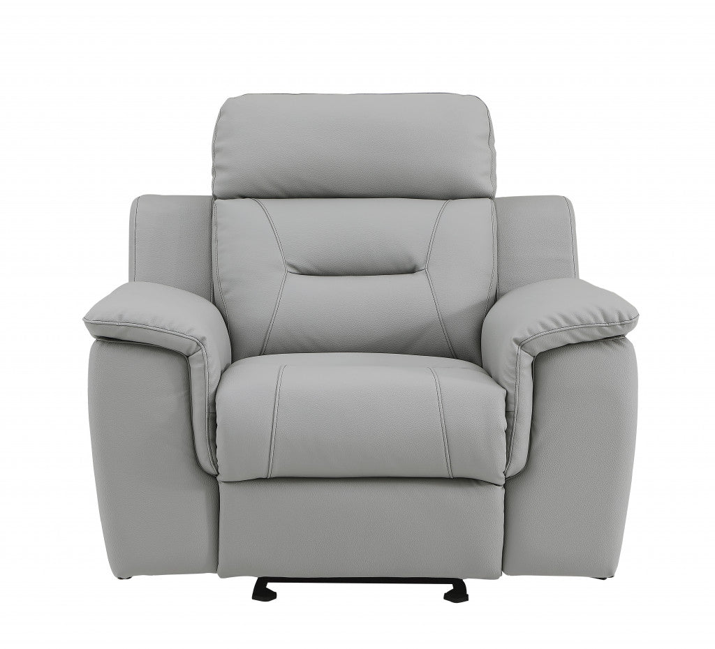 41" Grey Fascinating Leather Reclining Chair.-Recliners-DECOROLALA