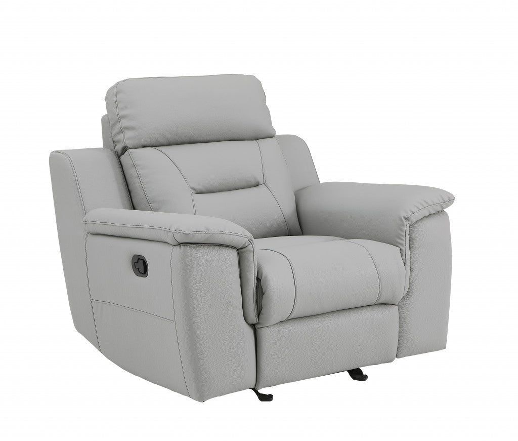 41" Grey Fascinating Leather Reclining Chair.-Recliners-DECOROLALA