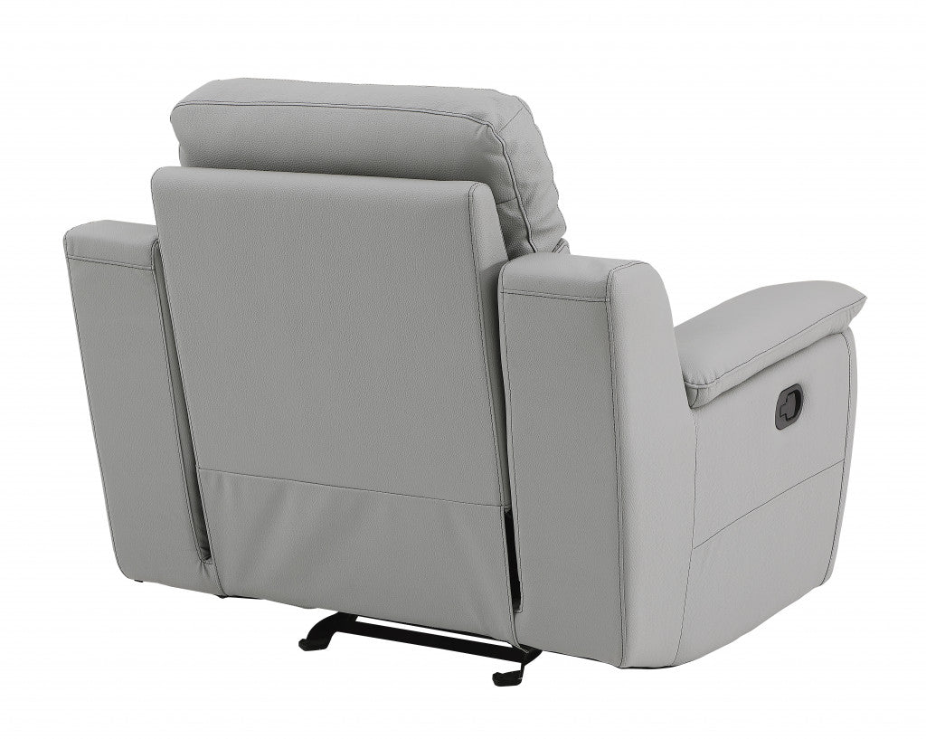 41" Grey Fascinating Leather Reclining Chair.-Recliners-DECOROLALA