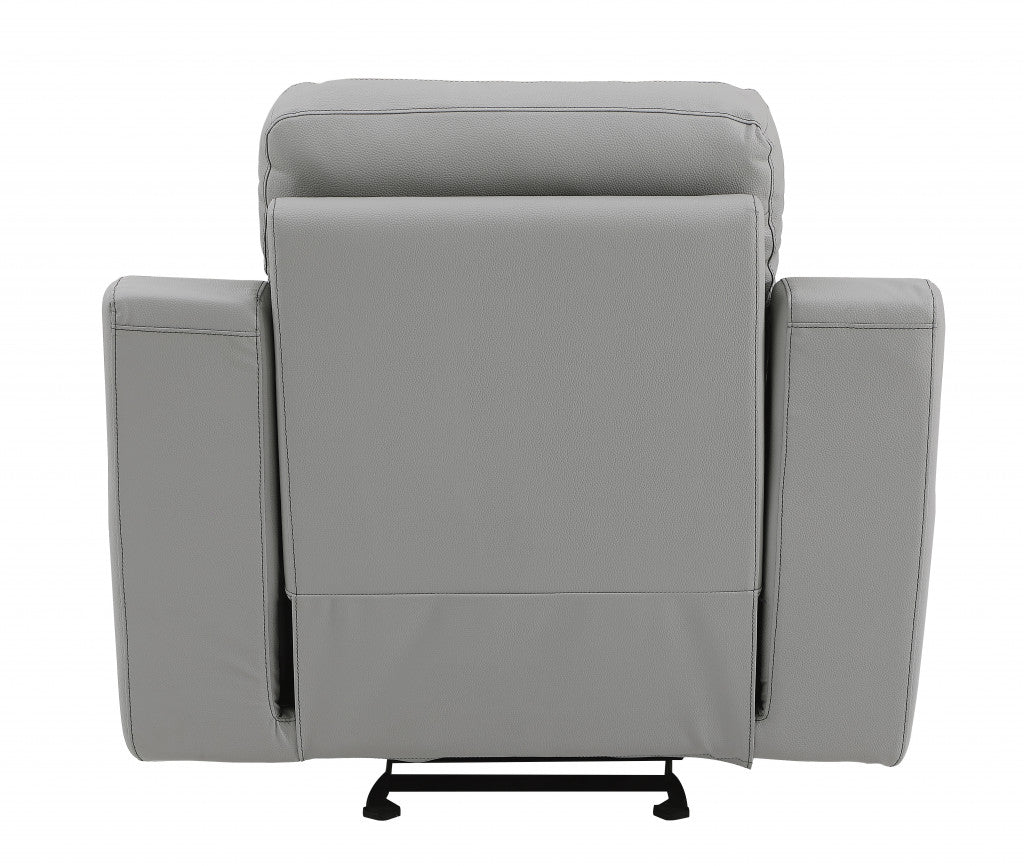 41" Grey Fascinating Leather Reclining Chair.-Recliners-DECOROLALA