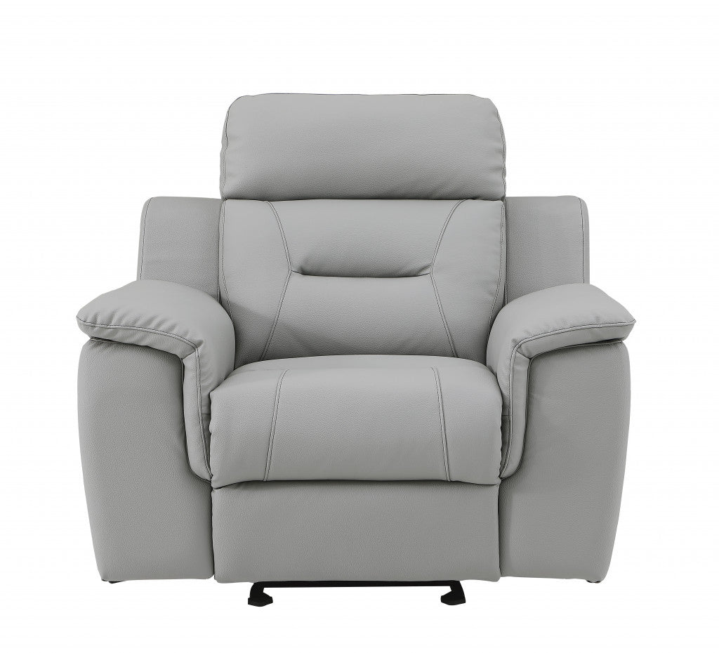 41" Grey Fascinating Leather Reclining Chair.-Recliners-DECOROLALA