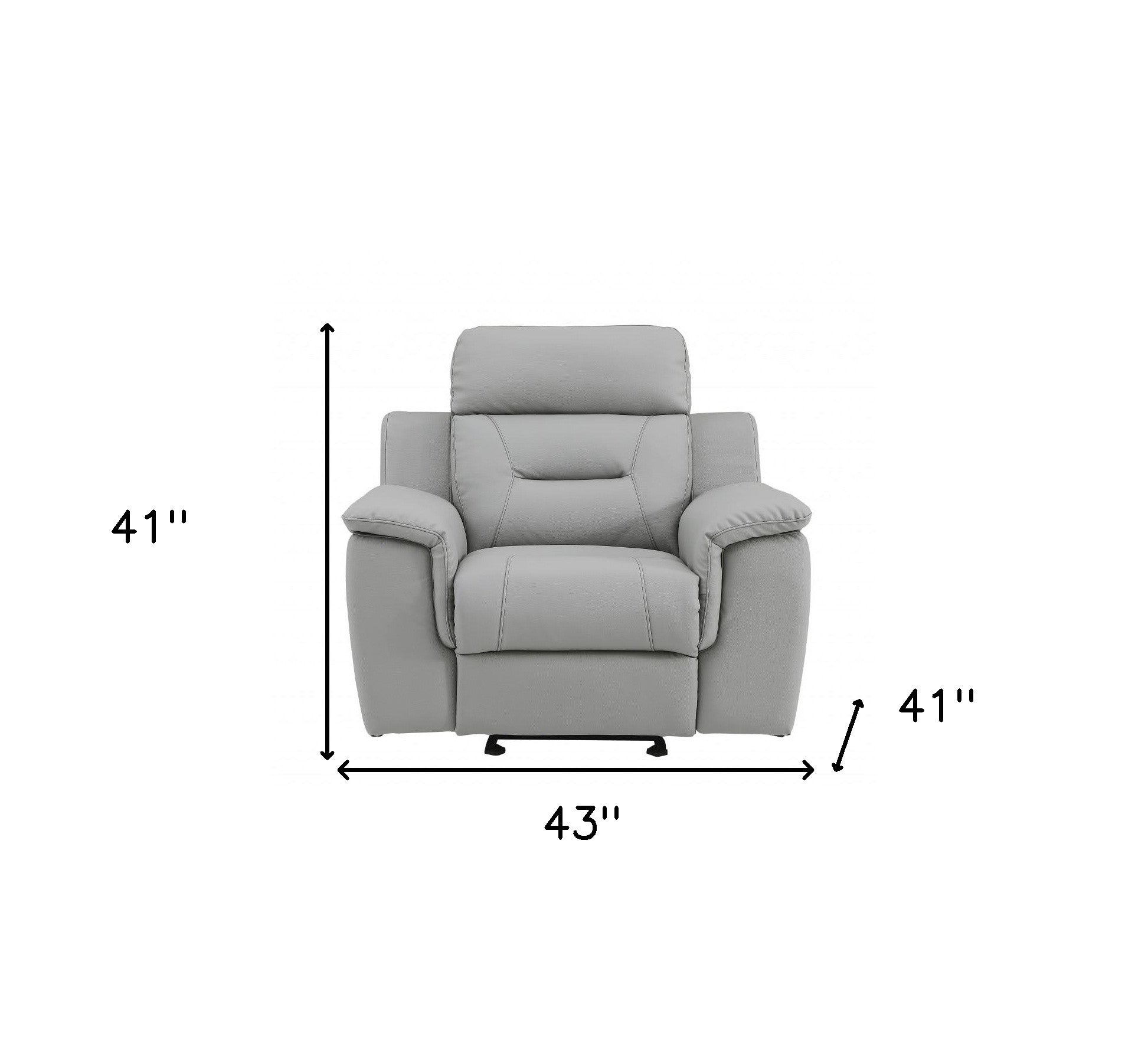 41" Grey Fascinating Leather Reclining Chair.-Recliners-DECOROLALA