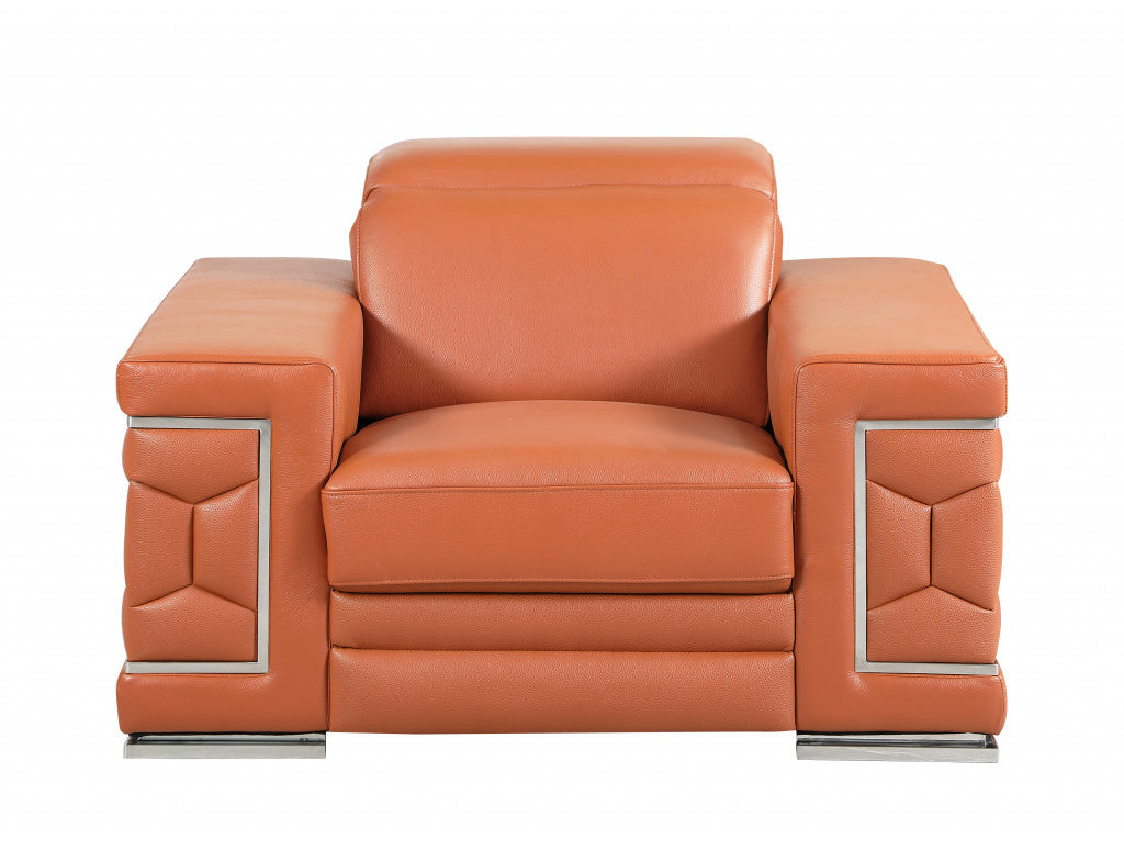 Three Piece Indoor Camel Italian Leather Six Person Seating Set-Seating Sets-DECOROLALA