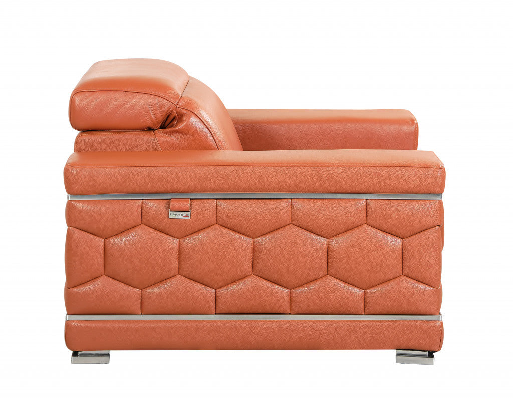 Three Piece Indoor Camel Italian Leather Six Person Seating Set-Seating Sets-DECOROLALA